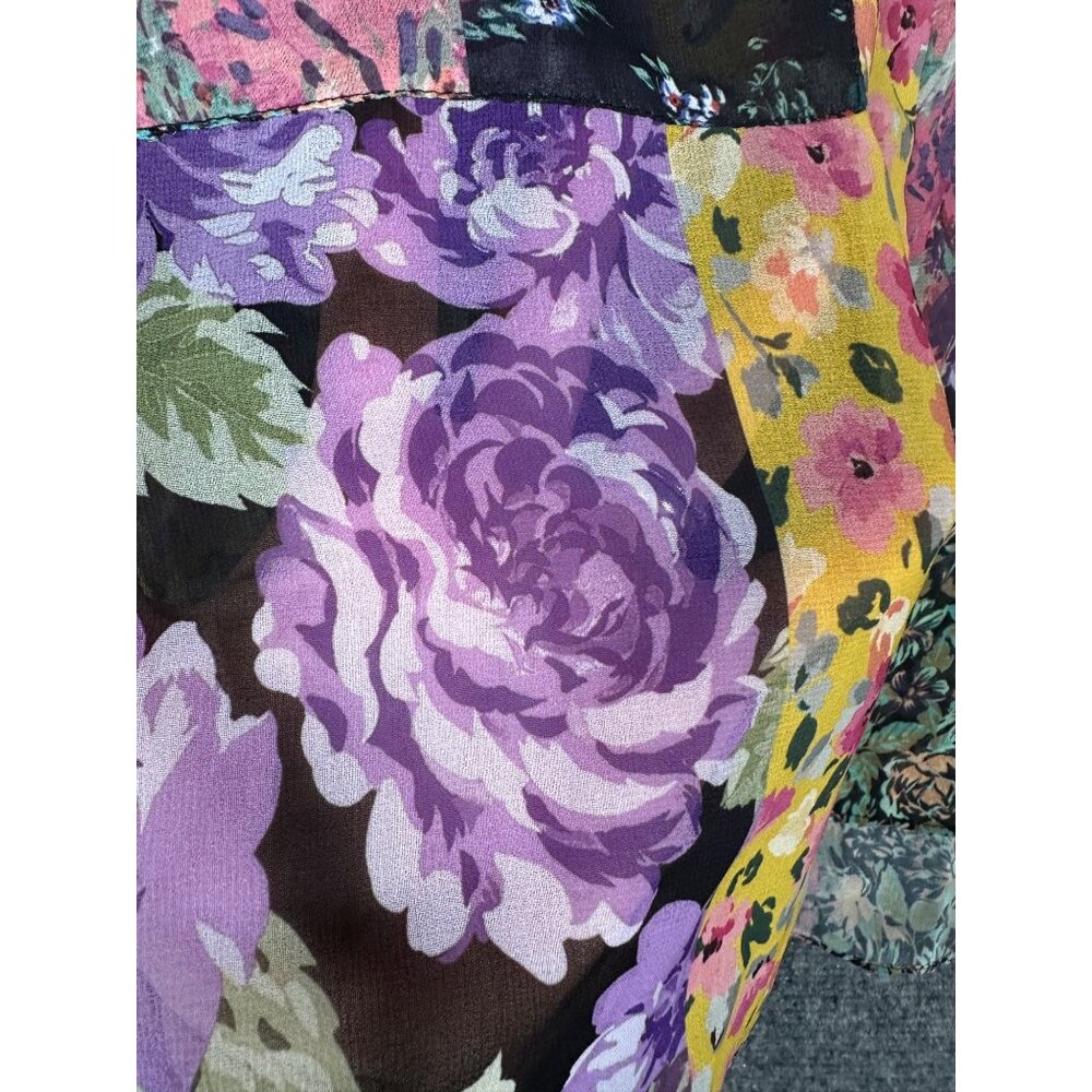 Zara Floral Print The Amelie Shirt‎ Small Patchwork Sheer Flowy Cottage Boho - Picture 7 of 11